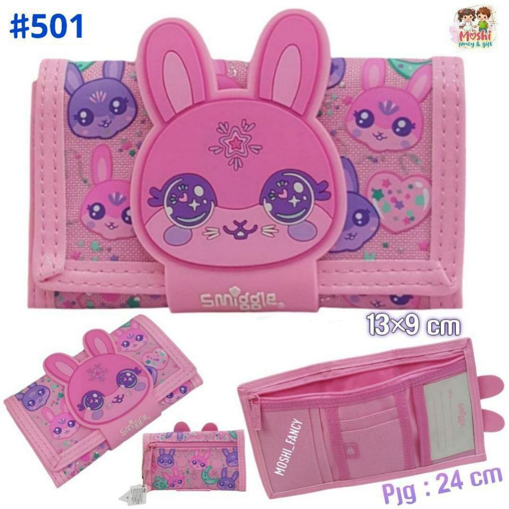 Dompet Rabbit Pink / Dompet Lipat Anak Perempuan Girl / Dompet Anak Lipat 2 Bunny Pink