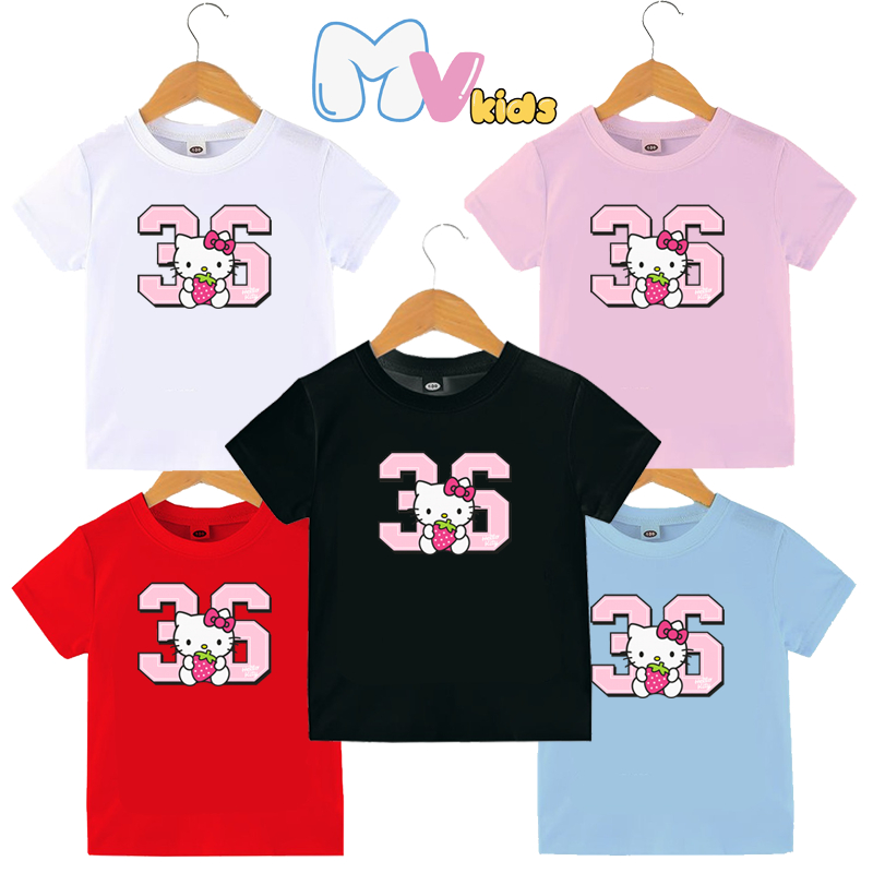 Baju Kaos Anak Perempuan Karakter Number 36 Hello Kitty Jersey - Atasan Anak Cewek Lucu 1 - 12 Tahun