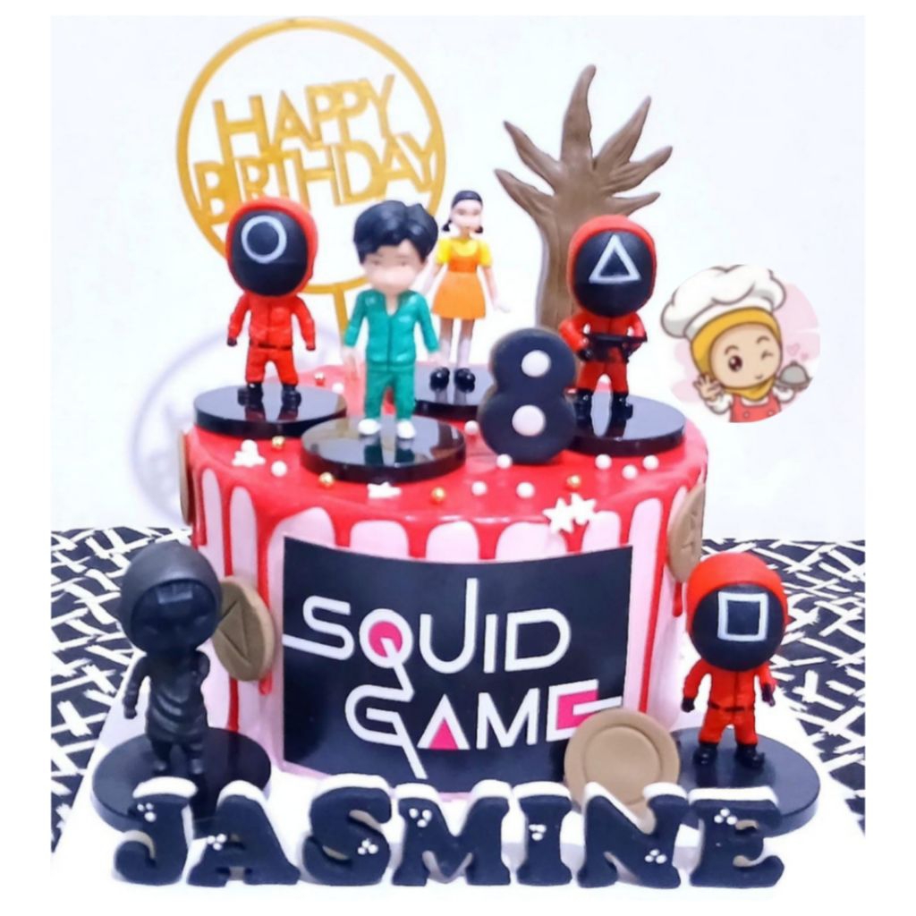 Squid Game Custom Cake / Kue ulang tahun Squid Game / Kue ultah Karakter Anak