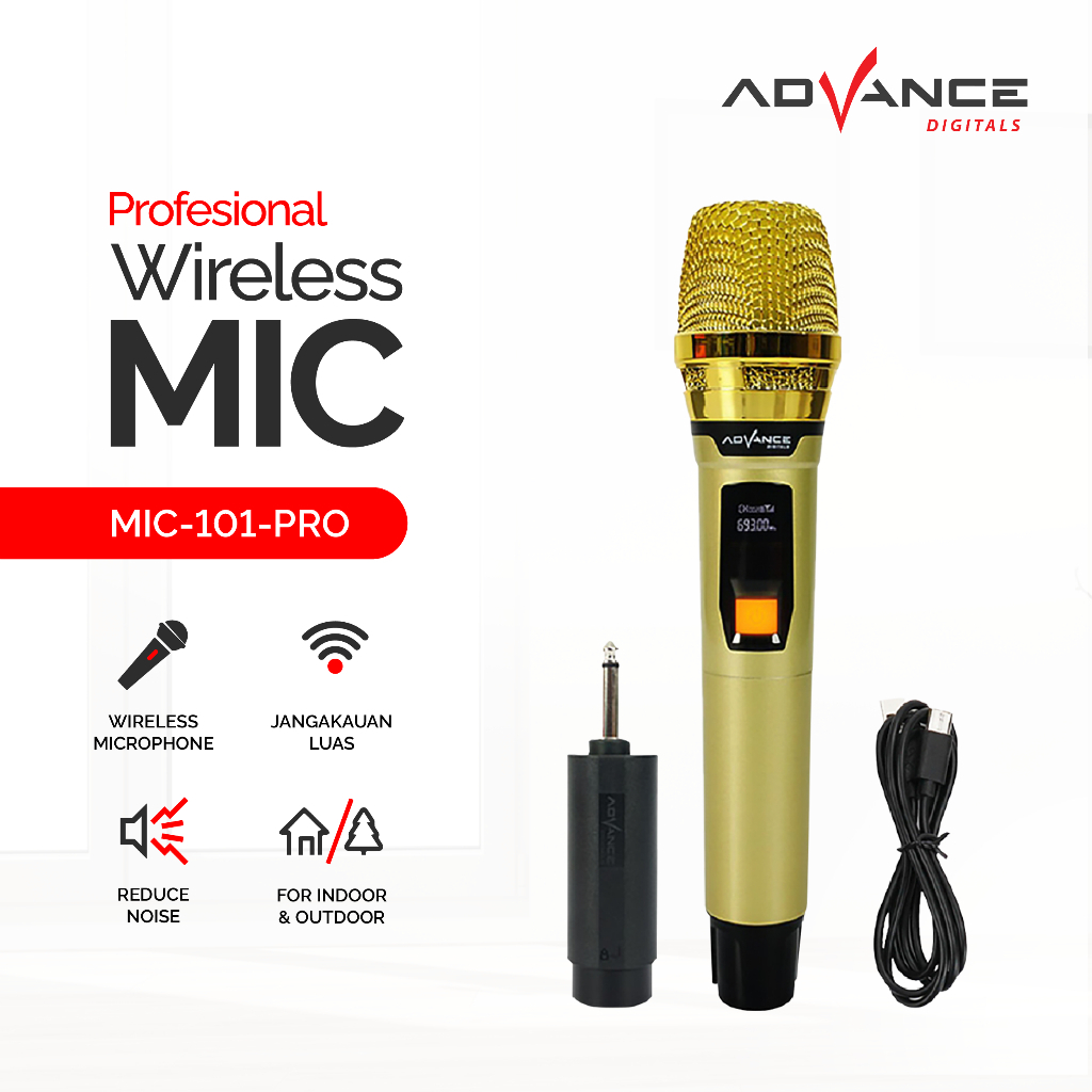 Advance Wireless Mic Gold Charger 1Yr Warranty || Advance MIC-101Pro  Wireless Mic Gold 3Hr Battery