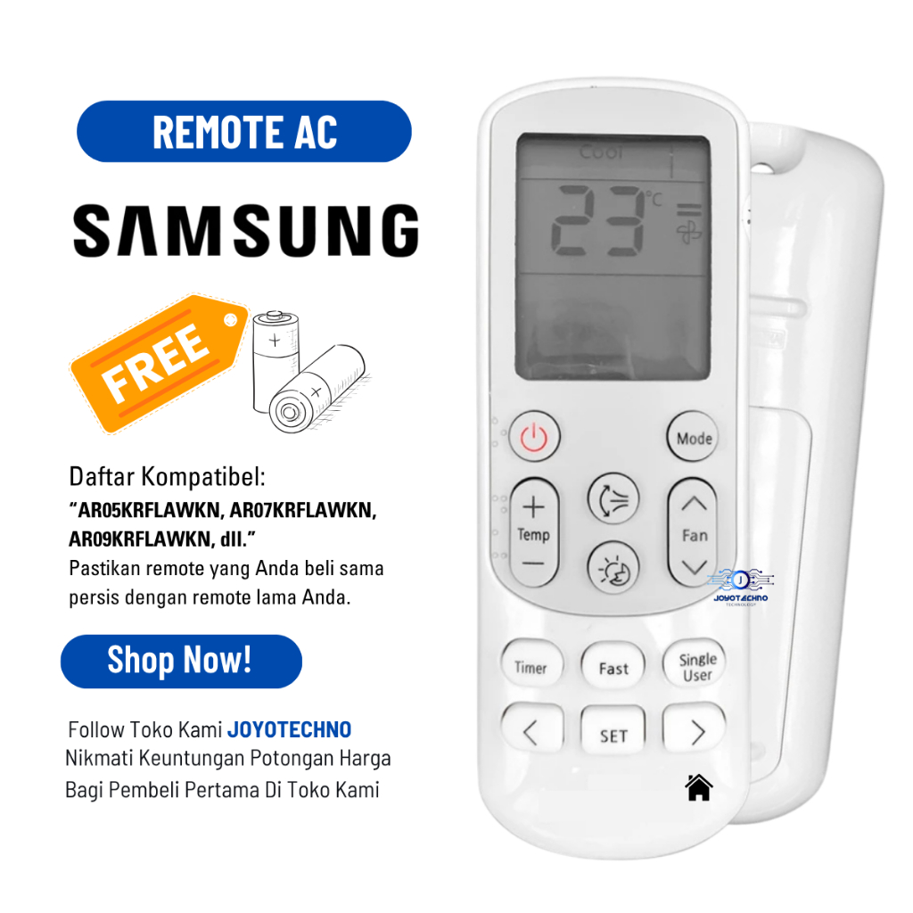 Remote AC Samsung Fast Cooling AR05KRFLAWKN AR07KRFLAWKN AR09KRFLAWKN - FREE BATERAI
