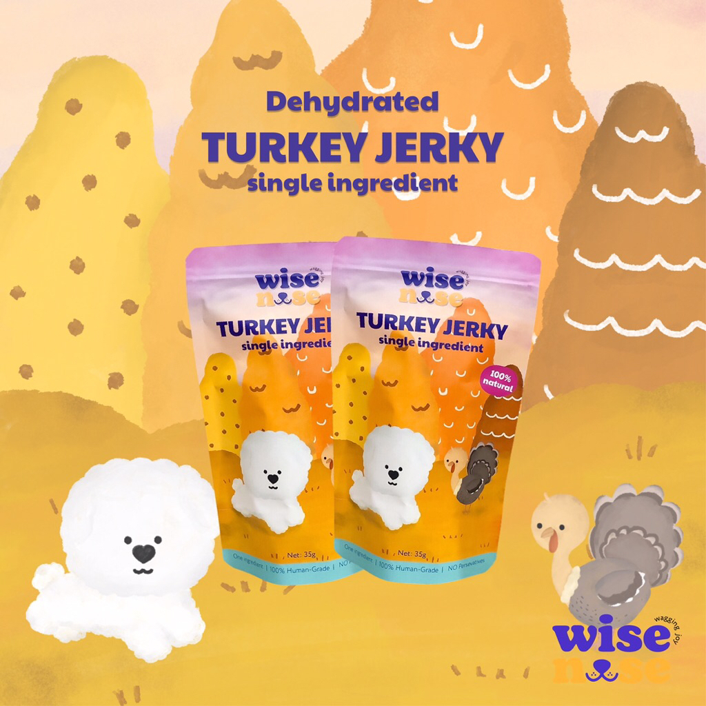 WiseNose Turkey Jerky - Snack anjing daging kalkun