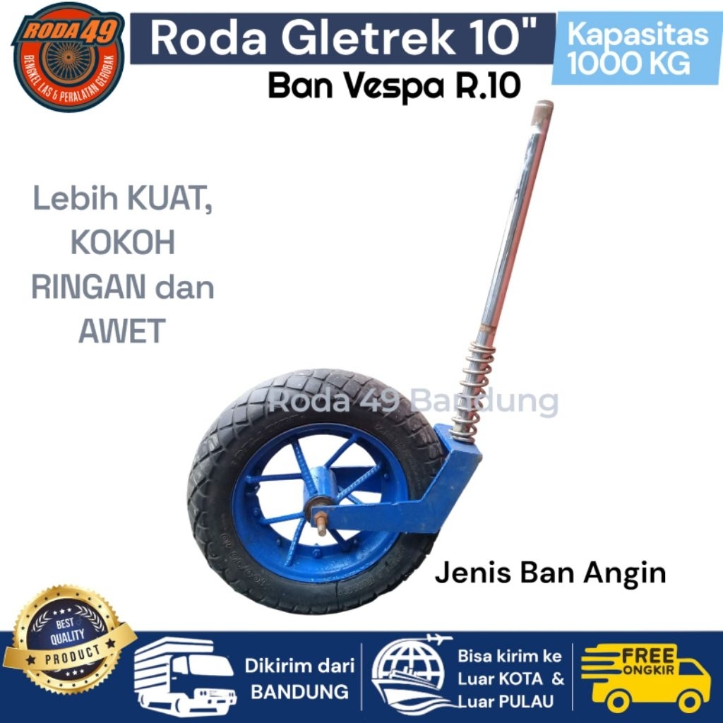 Roda geletrek Alat bantu gerobak / roda kecil gerobak ban vespa ring 10
