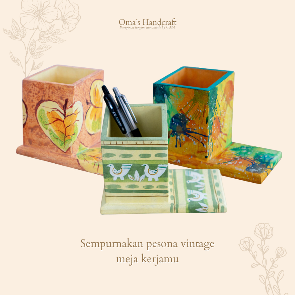 WOOD PEN HOLDER / TEMPAT PENSIL KAYU / KOTAK PENSIL KAYU MEJA