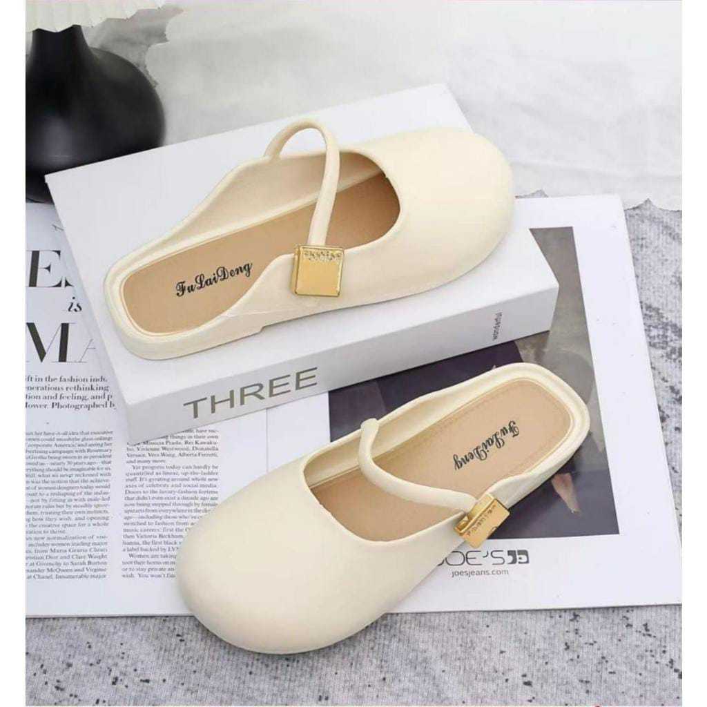 Sepatu Wanita Terbaru/Sepatu Sandal Jelly Slip On FLD 199/Sepatu Flat Karet Import Kekinian