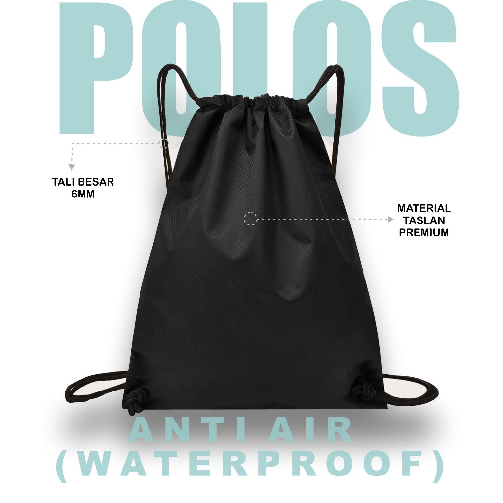 Tas Serut futsal hitam polos / tas perlengkapan olahraga / tas serut stringbag pria & wanita
