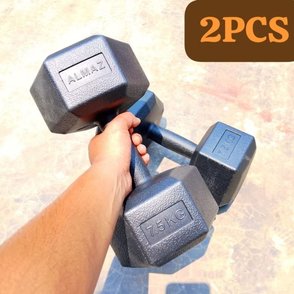 ( 2 pcs  ) COVER DUMBELL 7,5 KG HEXAGONAL ( SEPASANG )