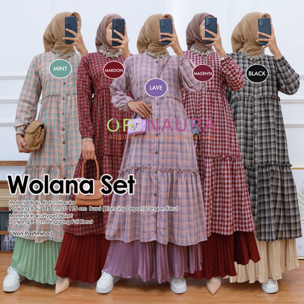 (( READY SIAP KIRIM )) WALONA KAFIAH BRIAN KEISA MINJI NUKA ZASKIA EMELY FIRGA SET ROK PLISKET CANTI
