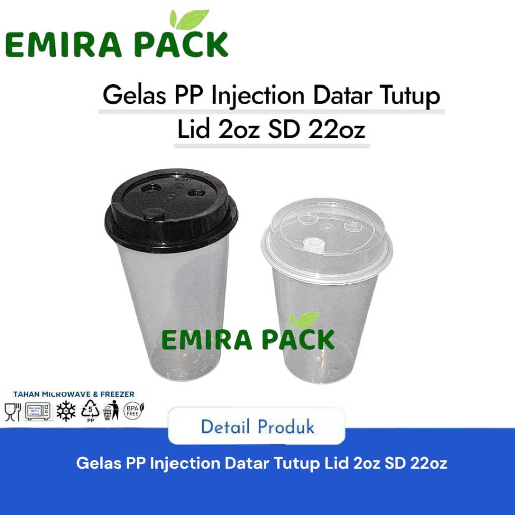 Betterbuys.Co Gelas Cup Pp Injection Bening Datar 12Oz /14Oz /16Oz / 22Oz Stopper 25Pc