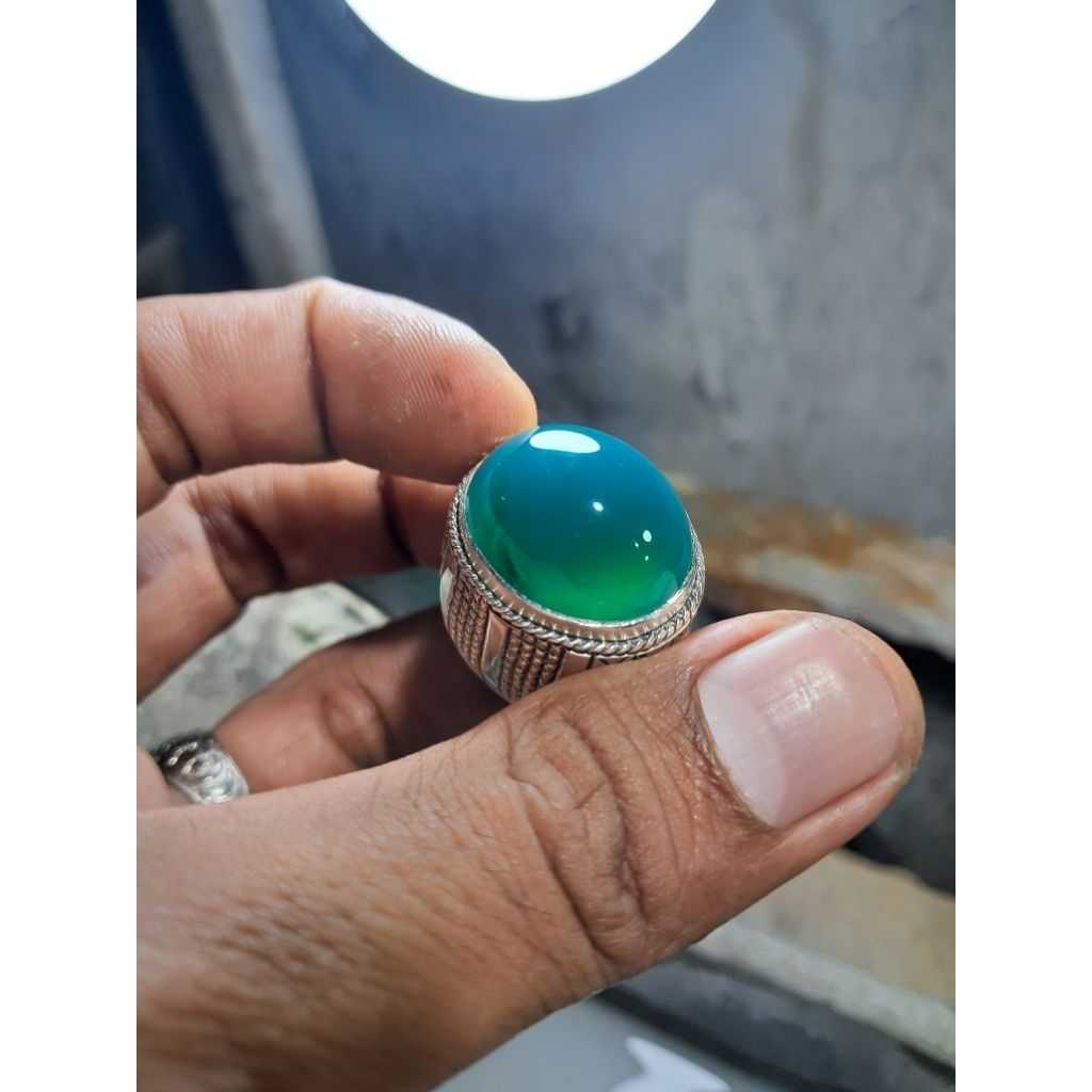 Batu Bacan Giwang Ring Perak Dimensi Jumbo