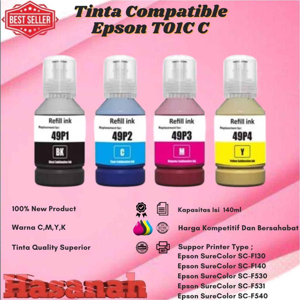 Tinta Epson T49P E49P Sublimation 1 Paket Printer Epson SureColor SC-F130, SC-F140, SC-F530, SC-F531