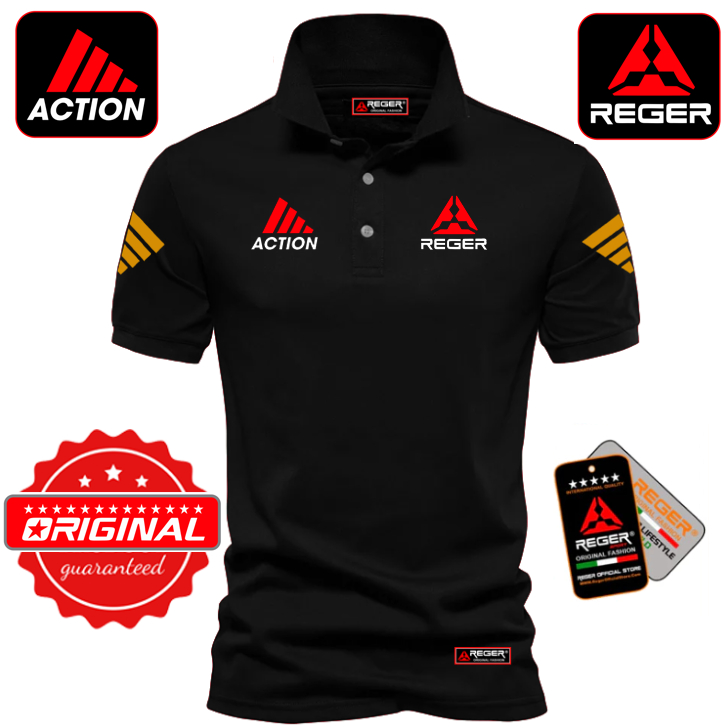 BAJU POLO REGER ACTION GARIS DIBAHU GOLD BAJU T-SHIRT PEREMPUAN LELAKI WANITA/HARGA BORONG MURAH VIR