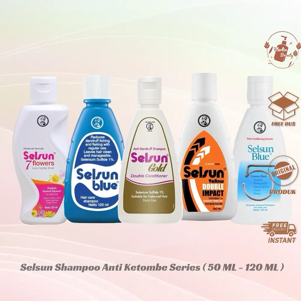 Selsun Anti Dandruff Shampoo Series 50ml & 120ml Ukuran Besar , Selsun Gold , Selsun Blue , Selsun  