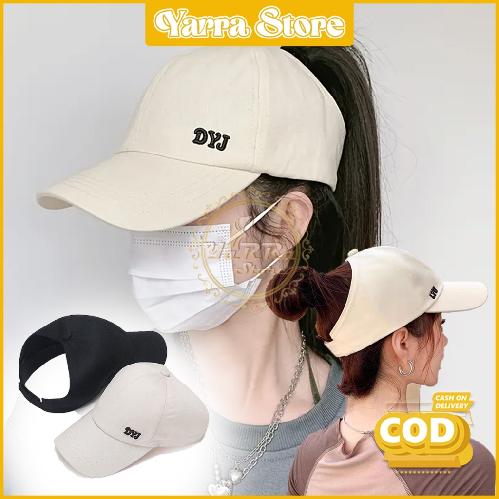 Topi Baseball Wanita Korean Style Anti Panas Matahari Model Atas Bolong Fashion Sporty Bahan Import 