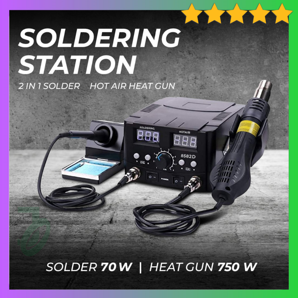 Mypovos Soldering Station 2in1 Solder 70W dengan Solder Uap Hot Air Heat Gun 750W 8582D