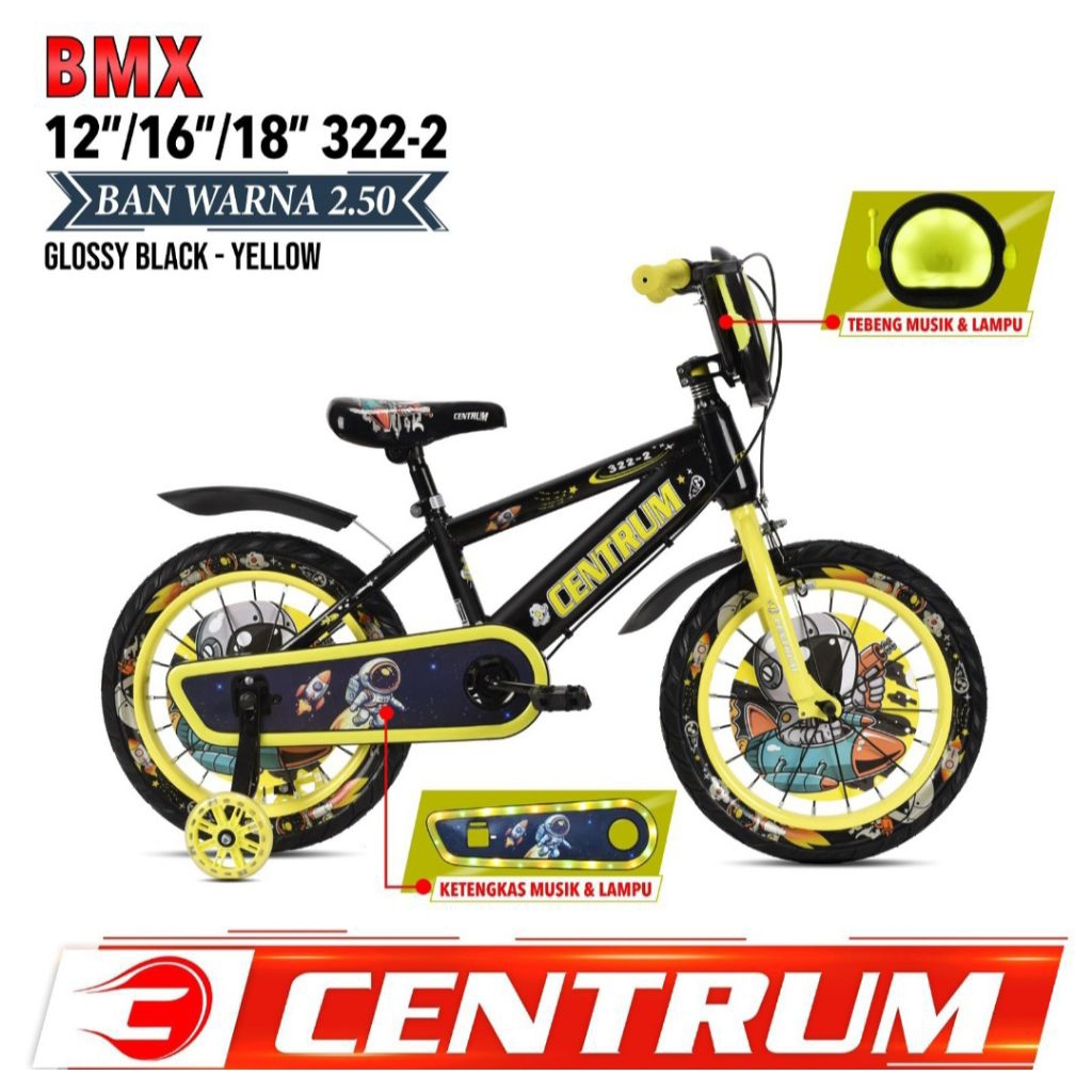 SEPEDA ANAK BMX CENTRUM (BY PACIFIC) 18" BAN JUMBO MUSIK LAMPU