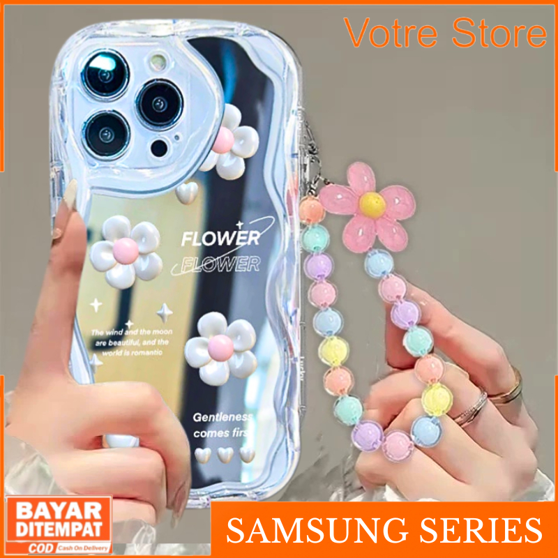 Case Kaca Cermin Gelang Samsung A05S A22 M22 M32 A02S A03S A12 M12 A05 Casing Softcase Tali Manik Mo