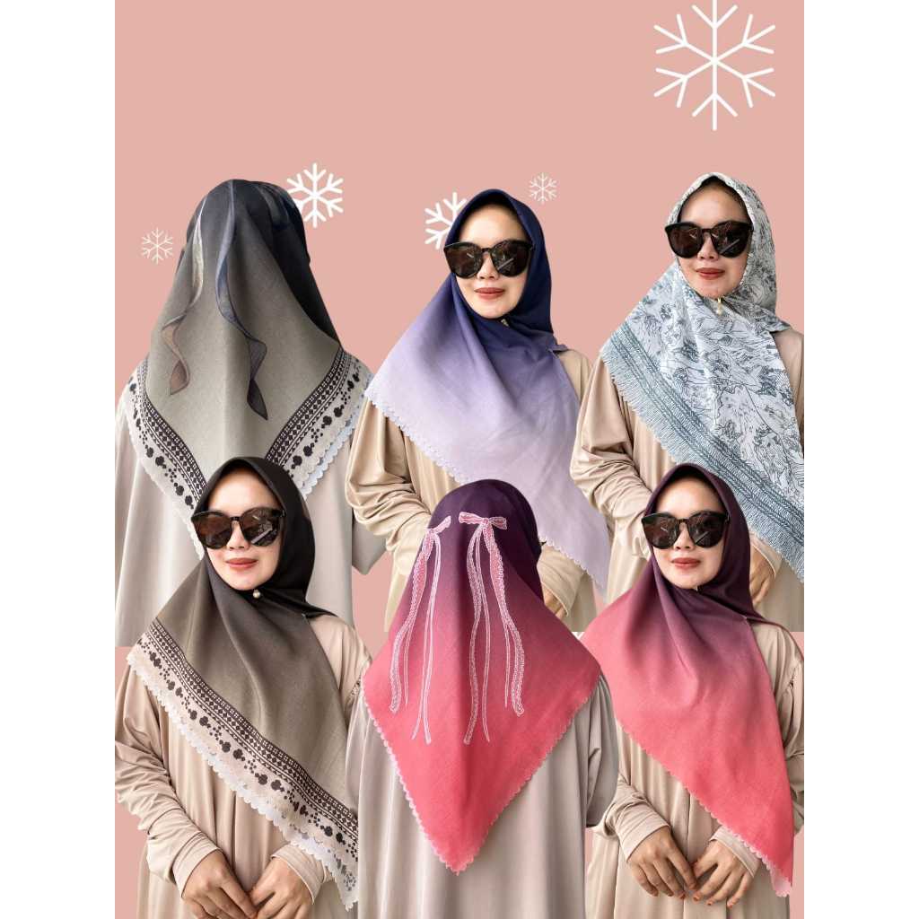 Gudang Pabrik Hijab Murah - Jilbab Instan | Hijab Voal Segi Empat Motif - Jilbab Segi Empat Motif - 