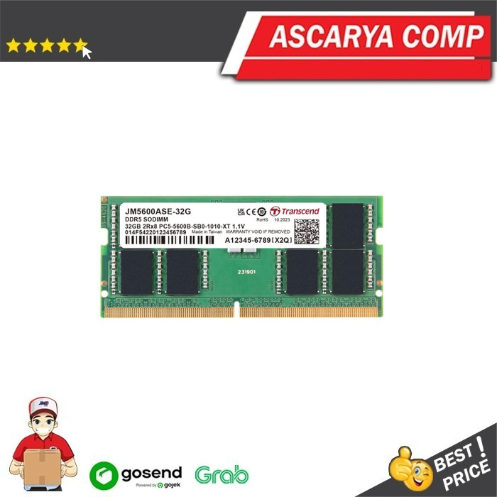 TRANSCEND DDR5 SODIMM PC5-44800 5600MHz 32GB ( 1x32GB ) JM5600ASE-32G