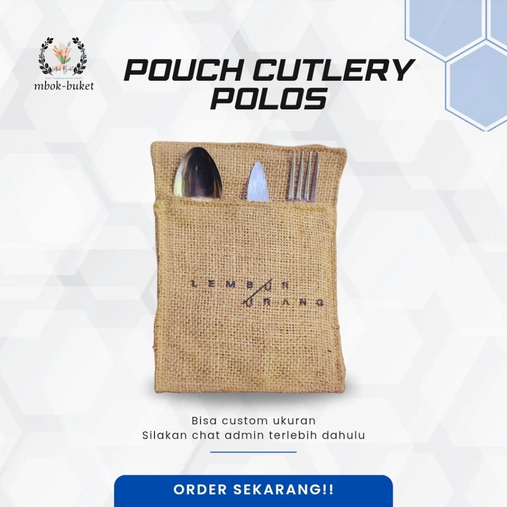 CUTLERY JUTE GONI POUCH ALAT MAKAN POLOSAN TABLE MANNER POUCH DHISES