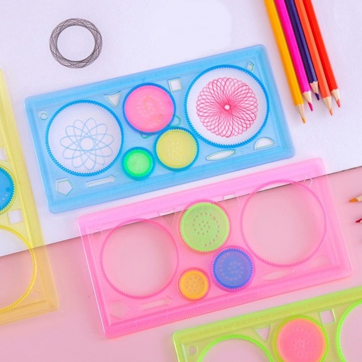 Garisan Rotary Bunga Penggaris Rotary Spirograph Geometrik Ruler/ Penggaris Rotari Kembang