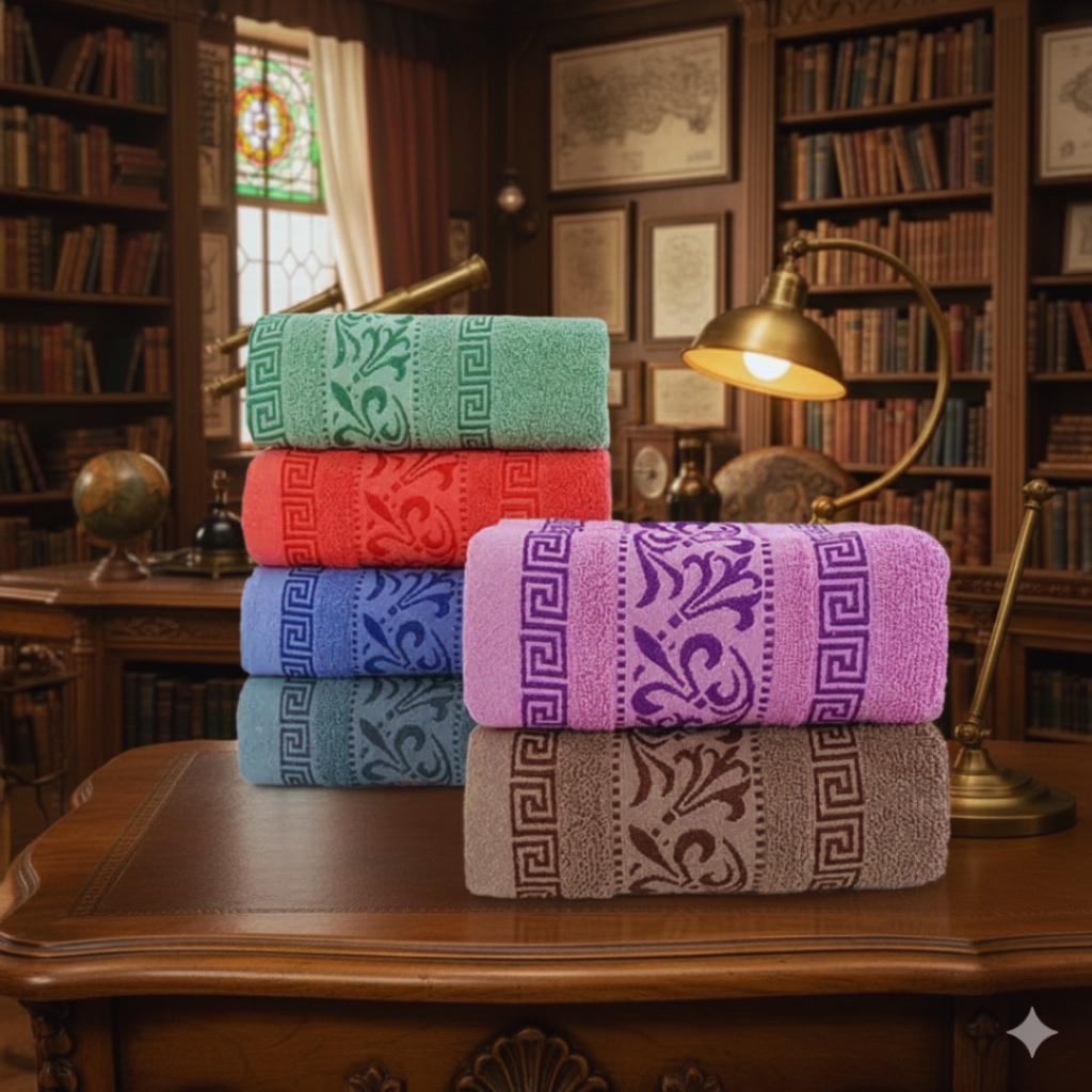 ISTANAHANDUK Handuk Katun Egyptian / Handuk Mandi Dewasa 100% Cotton Motif Mewah Emas Tebal