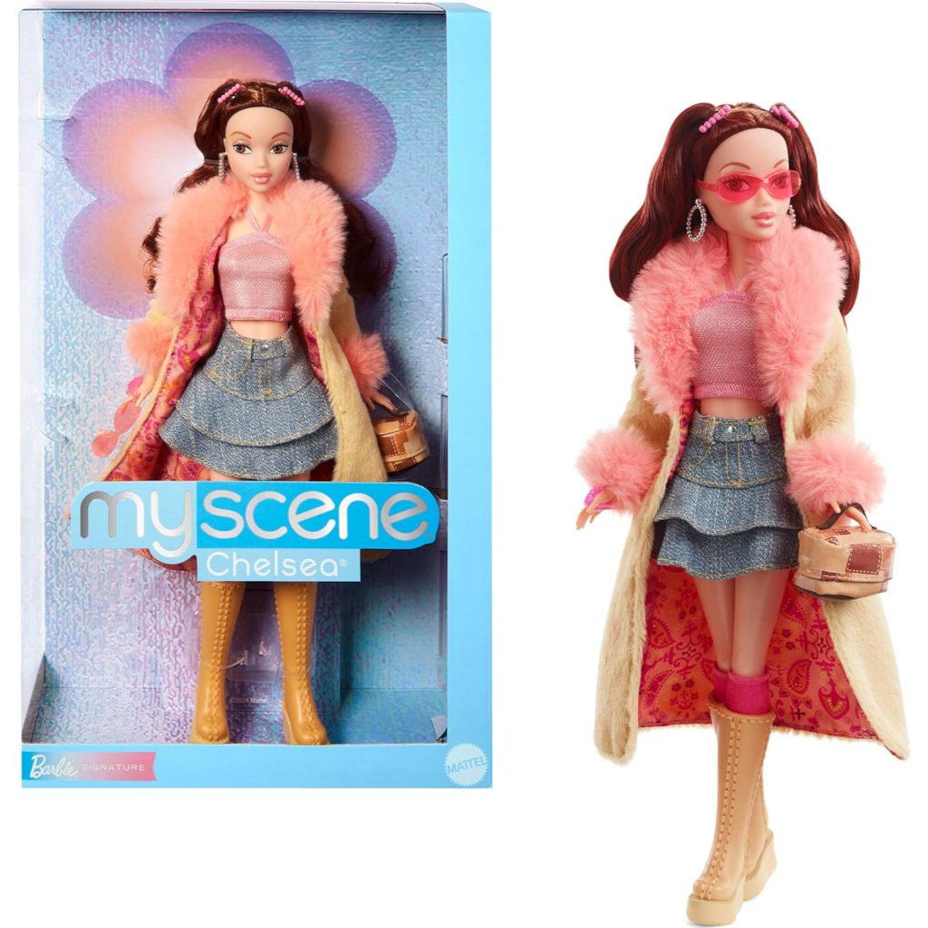 Barbie Signature My Scene Doll & Accessories, Chelsea in Y2K-Inspired Outfit with Butterfly Top, Car