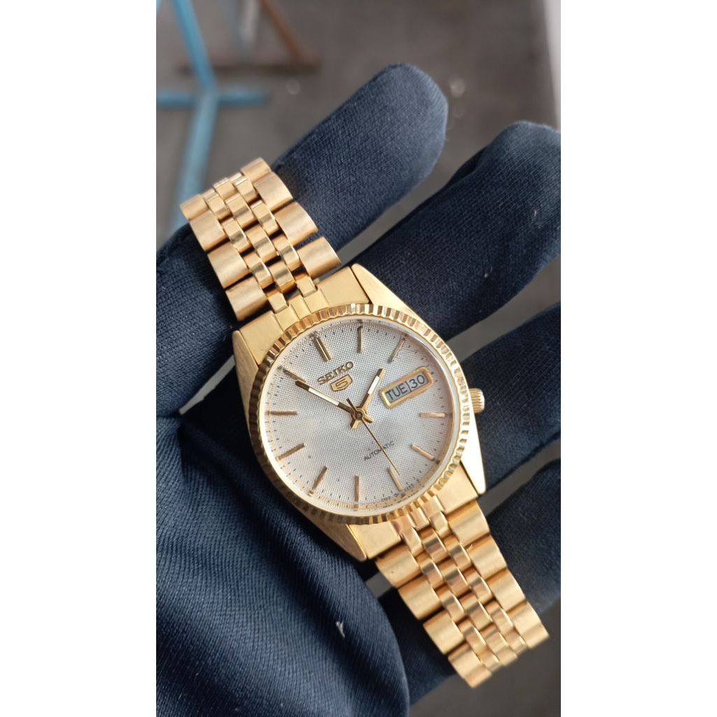 jam tangan seiko5 Automatic all gold original second