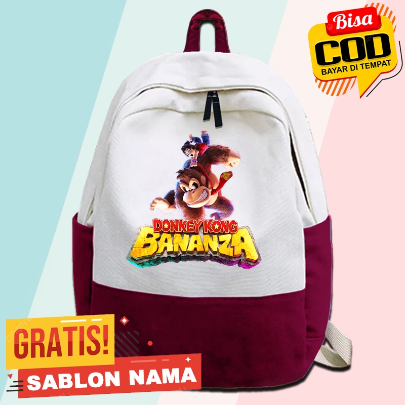 Tas Ransel Anak Donkey Kong Bananza / Tas Gendong Anak Sekolah Donkey Kong Bananza - Free Cetak Nama