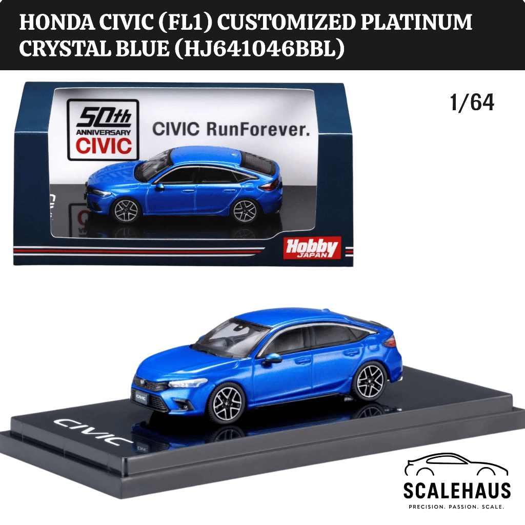 Hobby Japan 1/64 Honda Civic FL1 Customized Platinum Crystal Blue (HJ641046BBL)