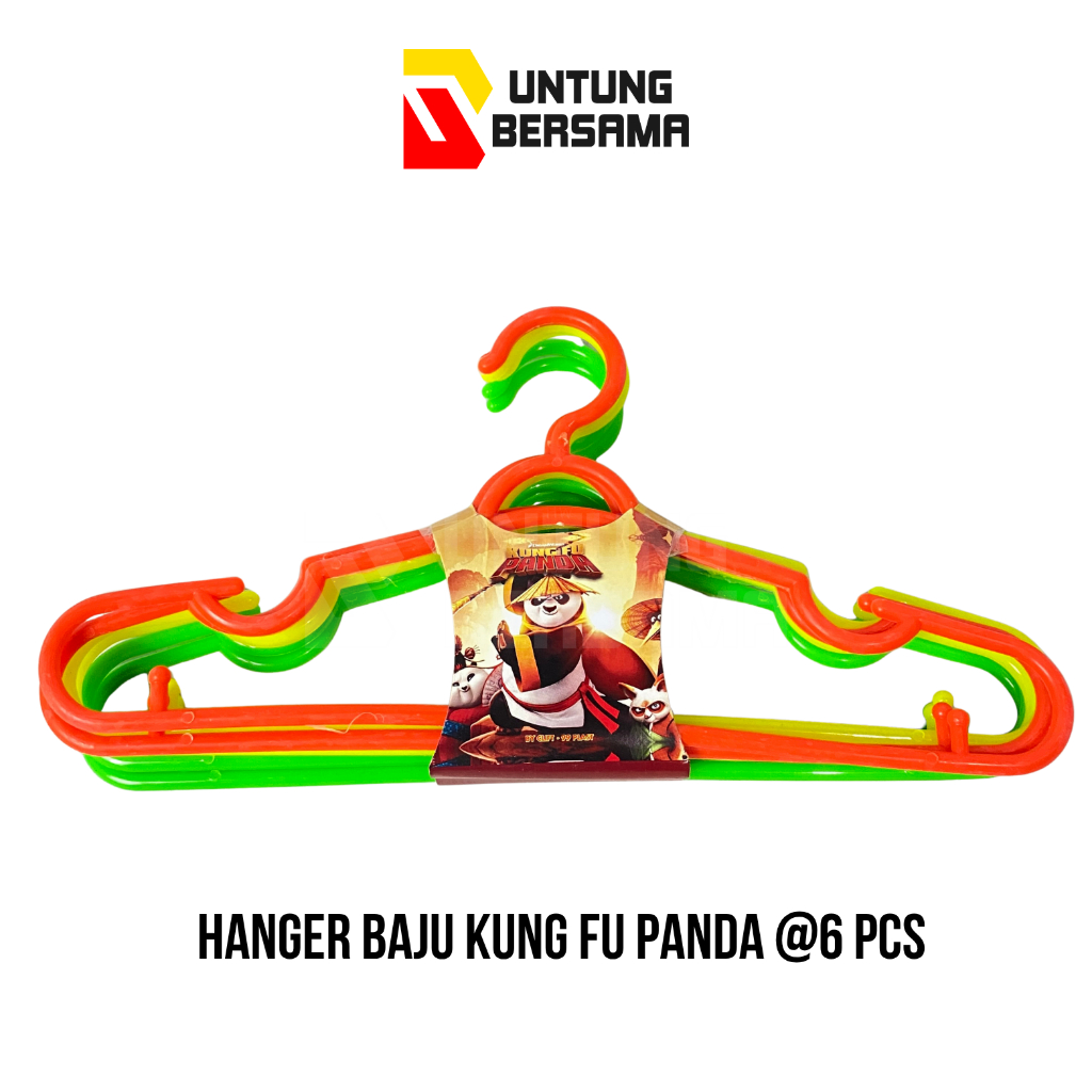 (6 PCS) HANGER PLASTIK ANAK KUNGFU PANDA / GANTUNGAN BAJU / HANGER BAJU ANAK