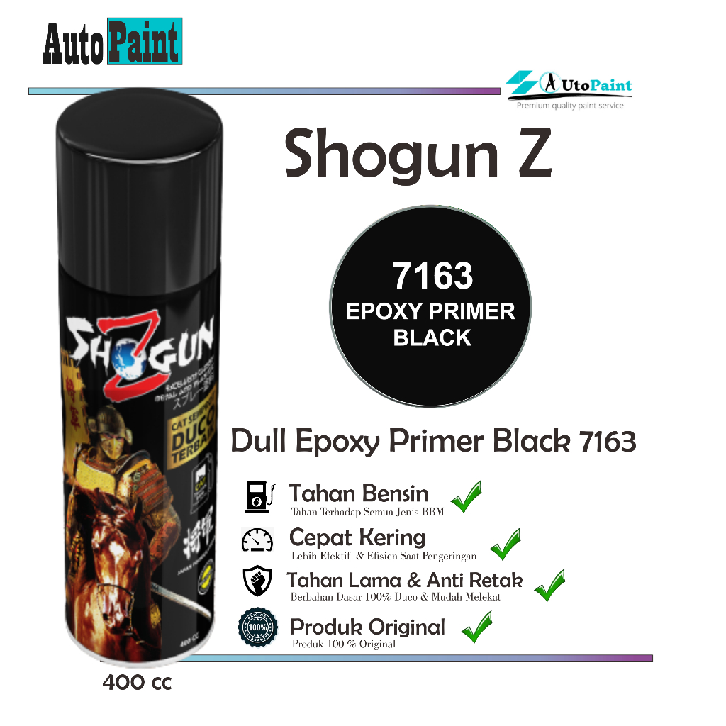 Cat Semprot Premium - Pilok Pilox Dull Epoxy Black 7163 Shogun Z - Pylok Dasar Poxy Hitam Doff/Dop