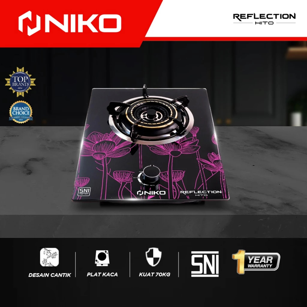 Kompor Gas Kaca Niko 1 Tungku HITO / kompor tanam / kompor meja / kompor rumah kompor kaca 1 tungku