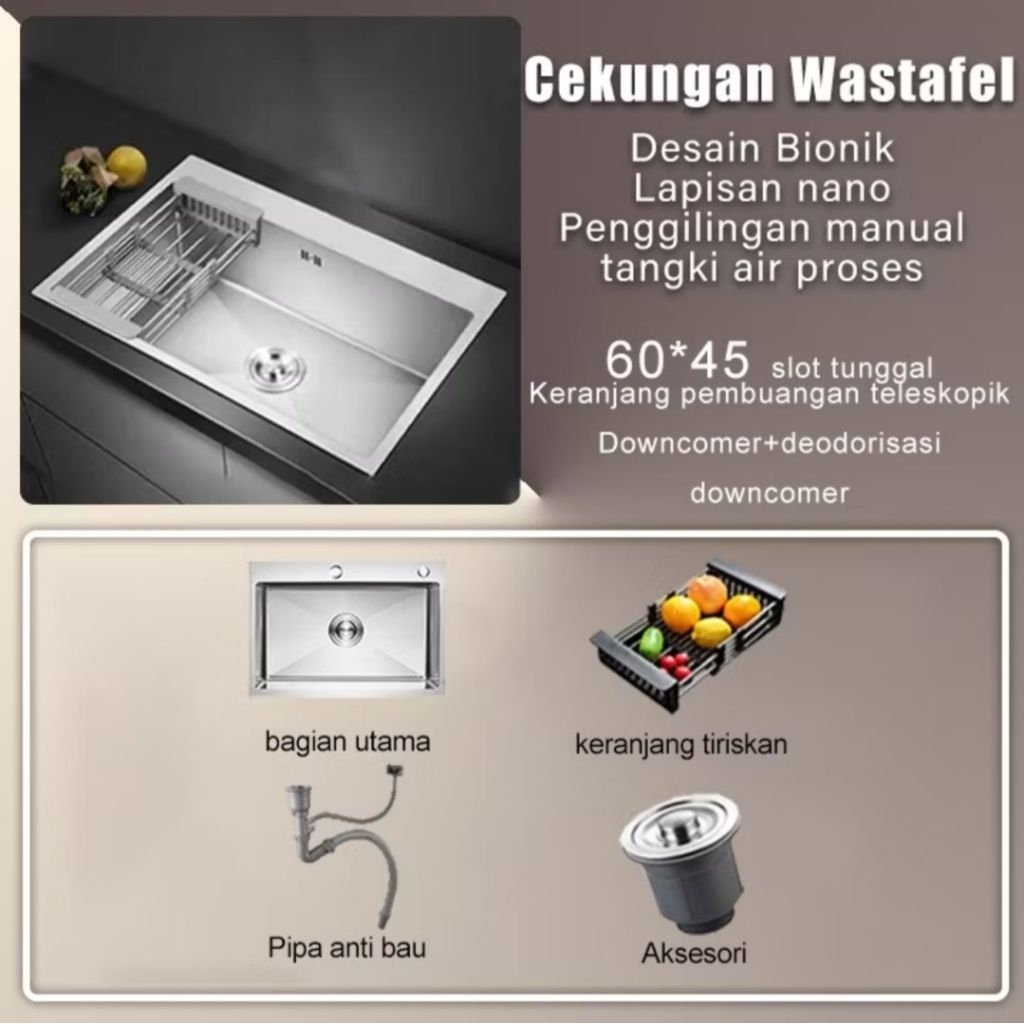 bak cuci piring stenlis 60*45