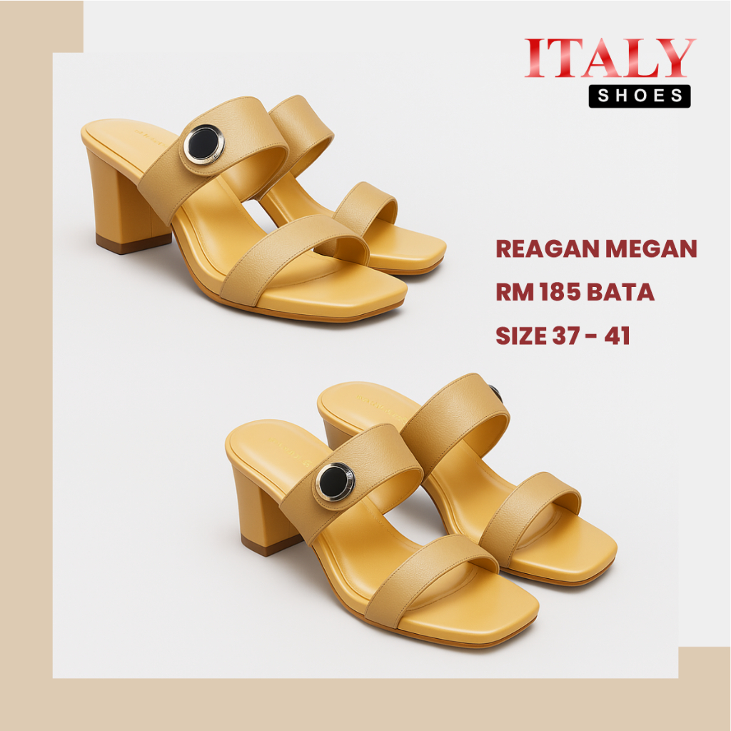 SANDAL HAK WANITA MODERN REAGAN MEGAN RM 185 WARNA BATA HAK ORI