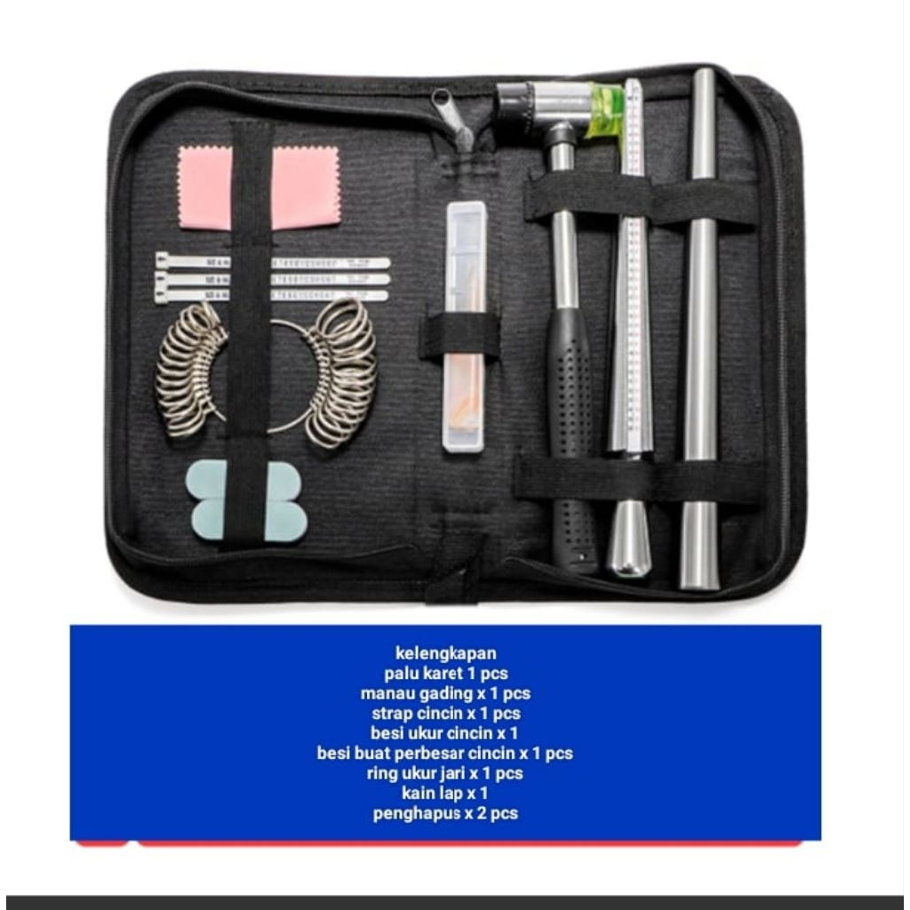 Satu Set Alat Ukur cincin dan alat Membesarkan cincin emas,perak Manual dalam tas