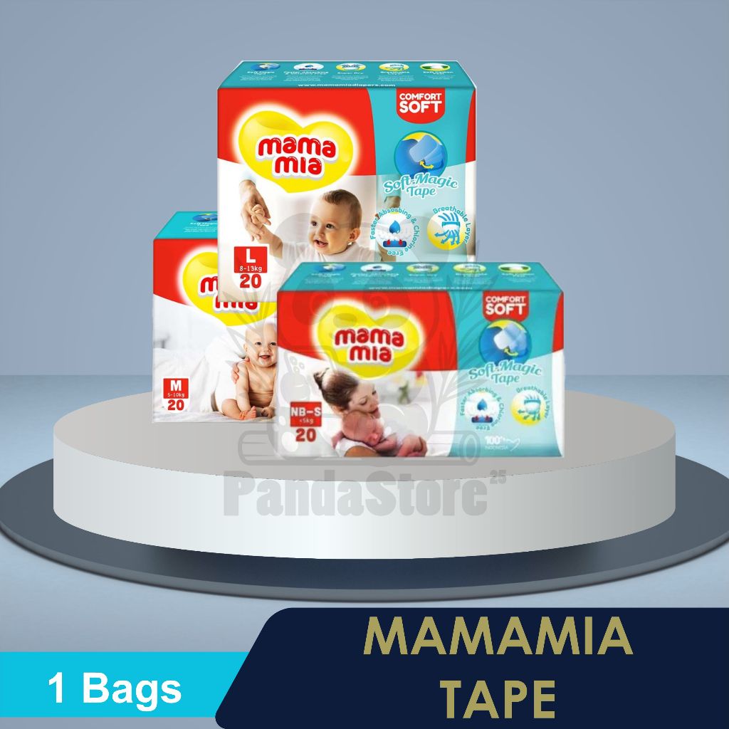MAMAMIA New Born S20 M20 L20 Popok Bayi Nyaman Kering Lembut Soft Tape