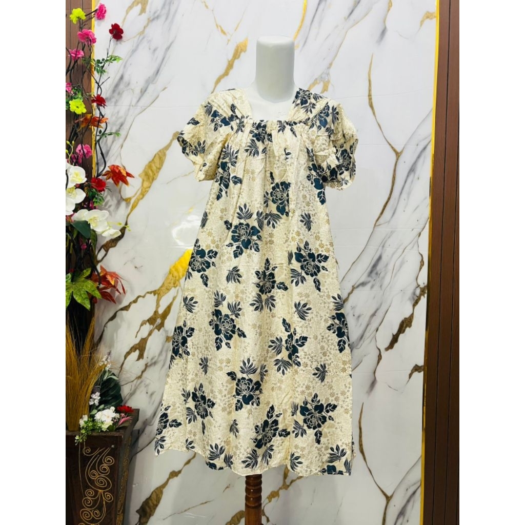 Daster Fuji Bunga pendek kerut dada