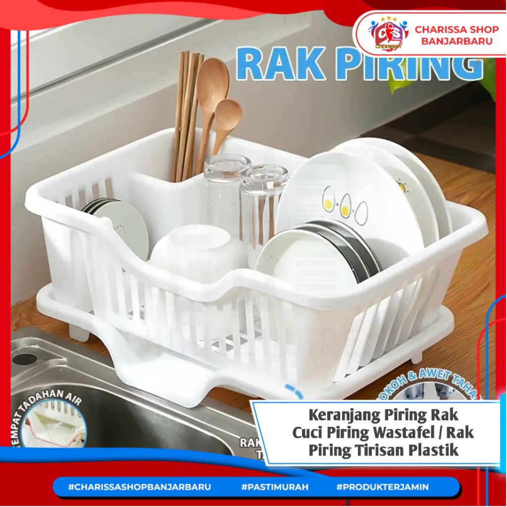 Keranjang Piring Rak Cuci Piring Wastafel / Rak Piring Tirisan Plastik / Rak Pengering Piring Tirisa