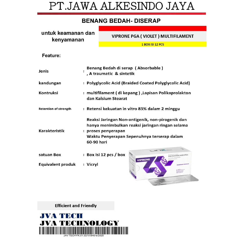 vicryl / T vio /polysorb/  PGA 910 / PGA Polyglactin /VIPRONE PGA -BENANG BEDAH  GERMANY   SACHET -D