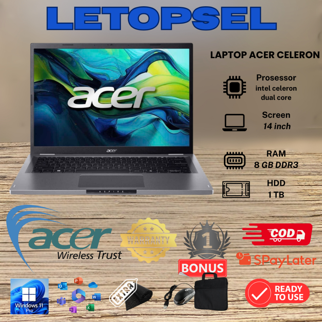 LAPTOP ACER CELERON // 8GB RAM - 1TB