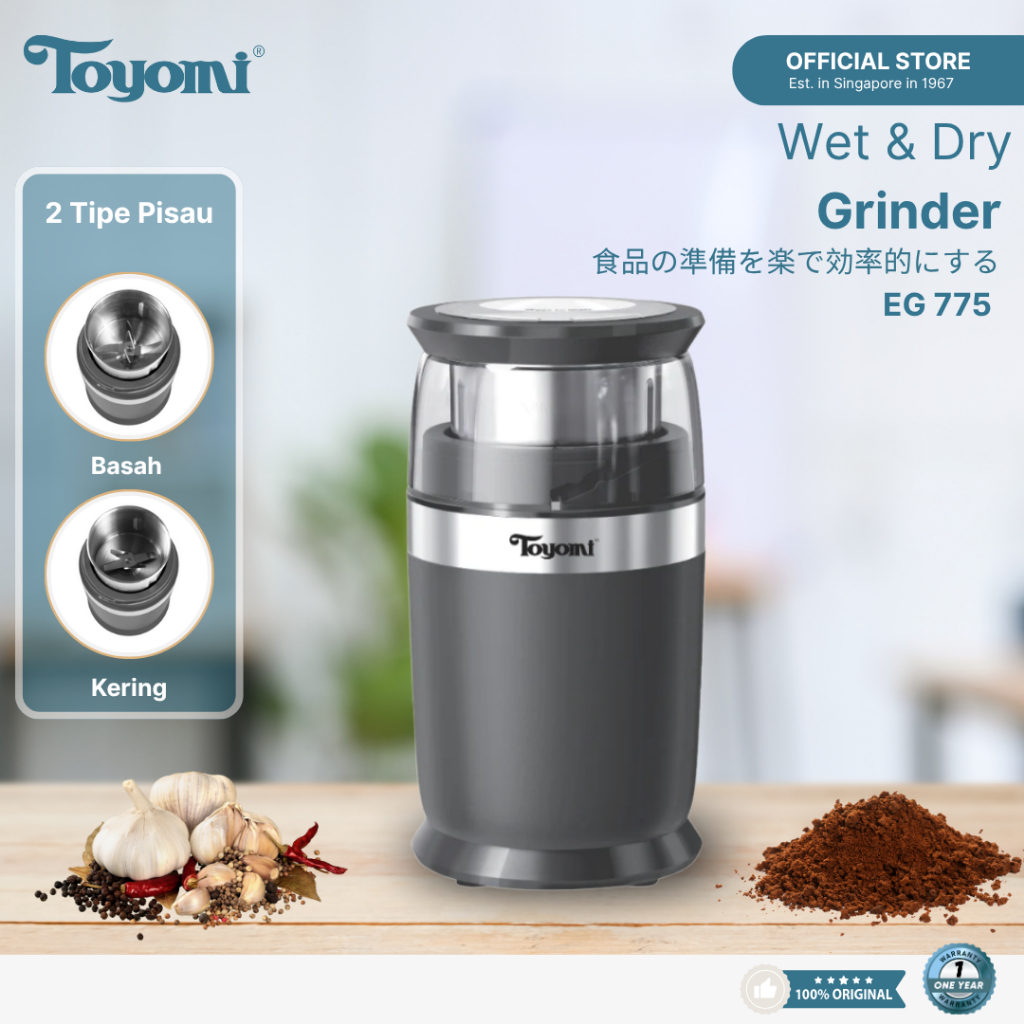 Toyomi Grinder Basah & Kering EG 775 | Grinder Kopi & Bumbu, Mesin Penggiling kopi, bumbu & biji