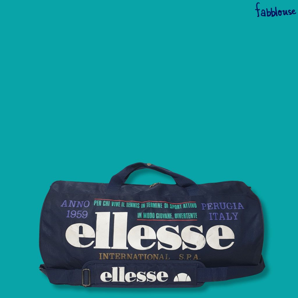 Vintage 90s ELLESSE Barrel Bag (Navy Blue)