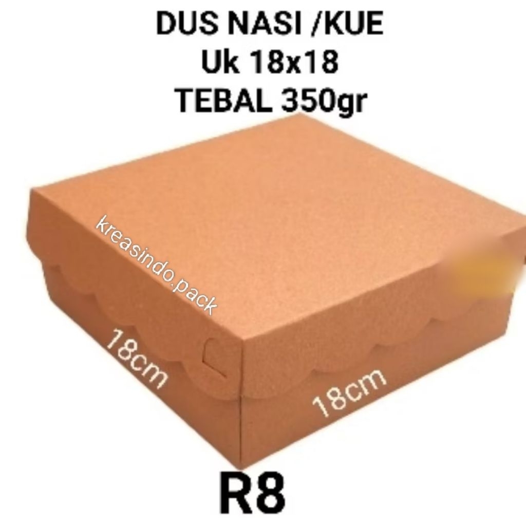 (10 pcs)Dus Nasi R8 Kraft/Dus Kue 18x18x7/Dus Nasi Kraft Coklat