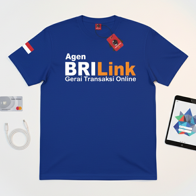 GILAN Kaos Agen BRILink Baju Seragam Kerja BRI Link Pria Wanita Casual Cotton Combed 24s Premium