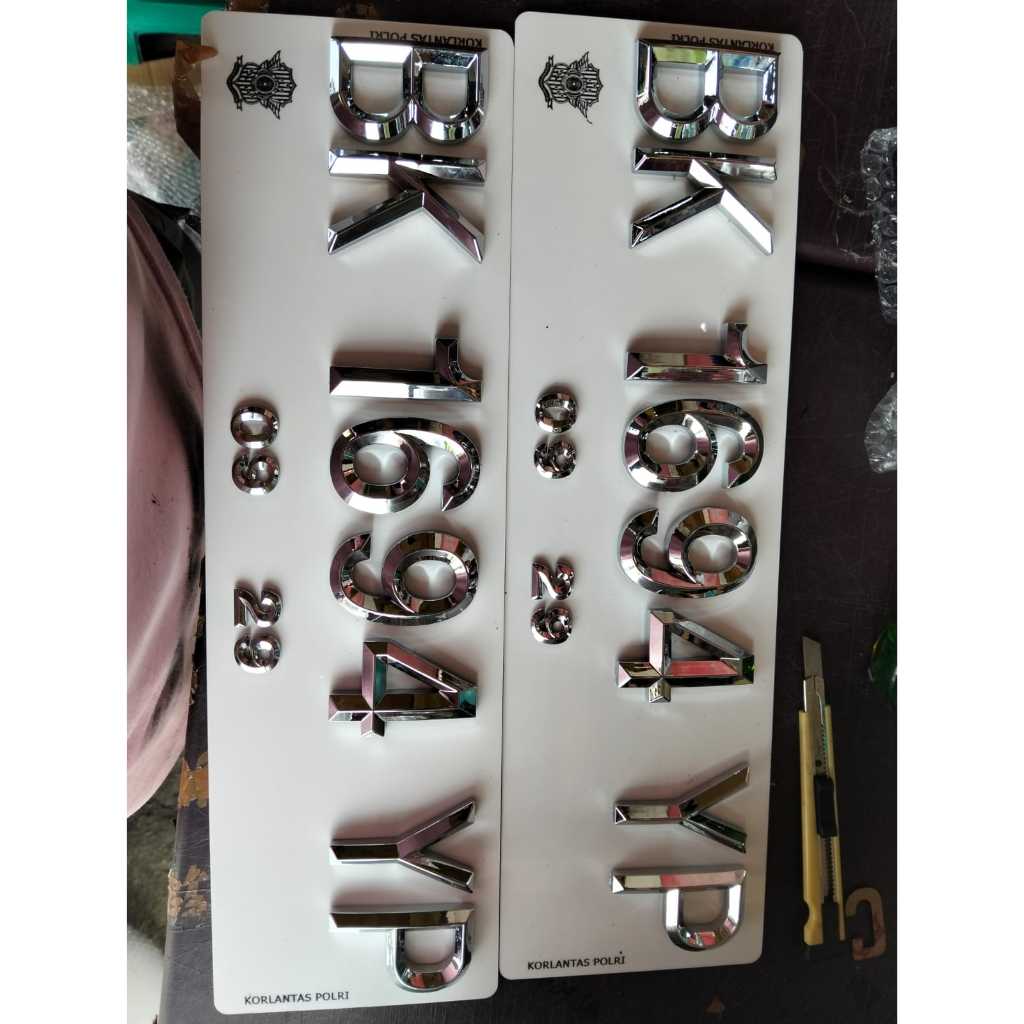 Plat Nomor Timbul Mobil 7cm Lancip/Diamond Croom