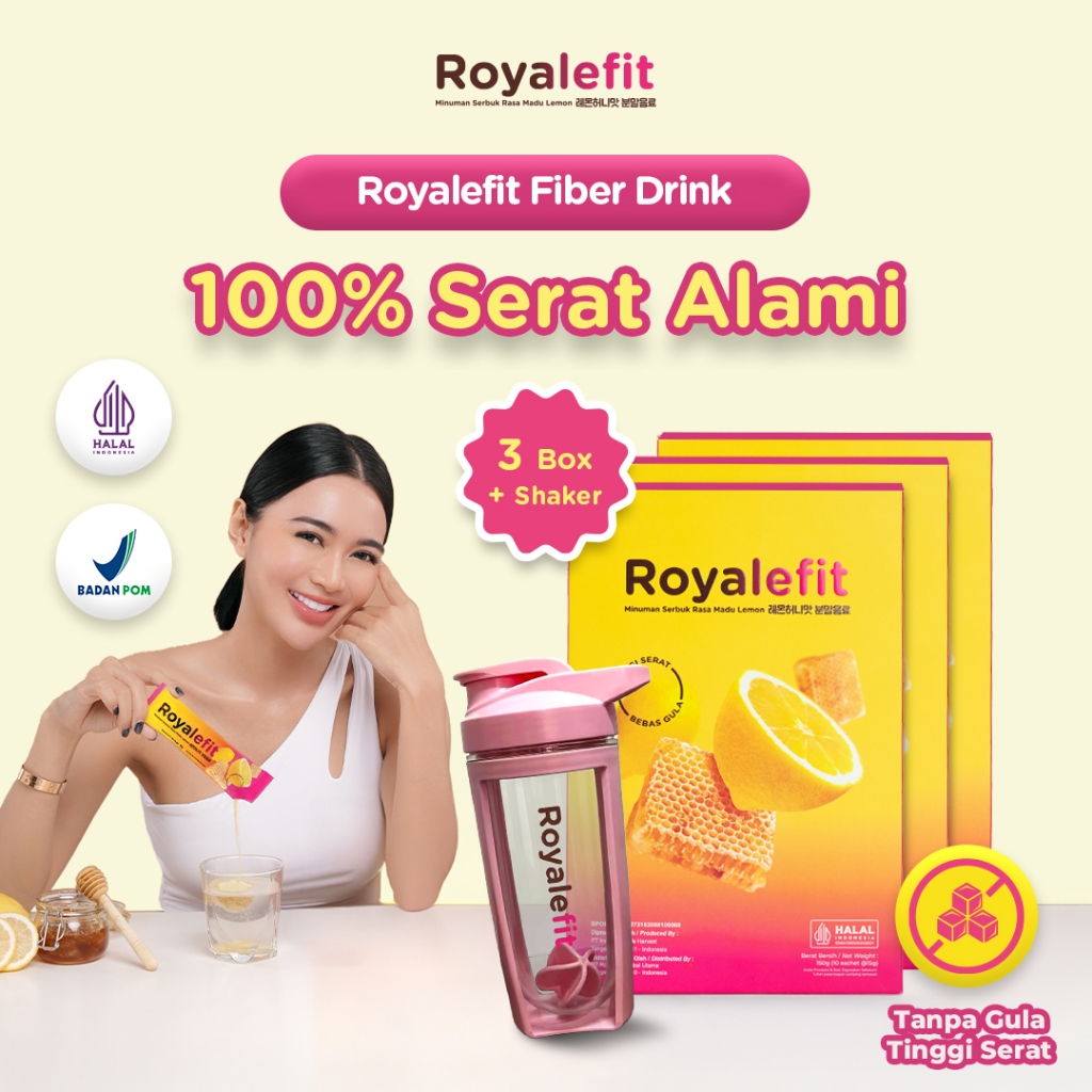 Royalefit Fiber Drink - Paket 3 Box + Shaker - Fiber Drink Diet & Detox