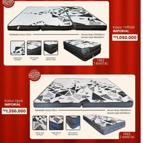 HOMELIVING - TRIFOLD MATTRESS - MATRAS LIPAT 3 - KASUR LIPAT - MATRAS LIPAT - FOLDING BED