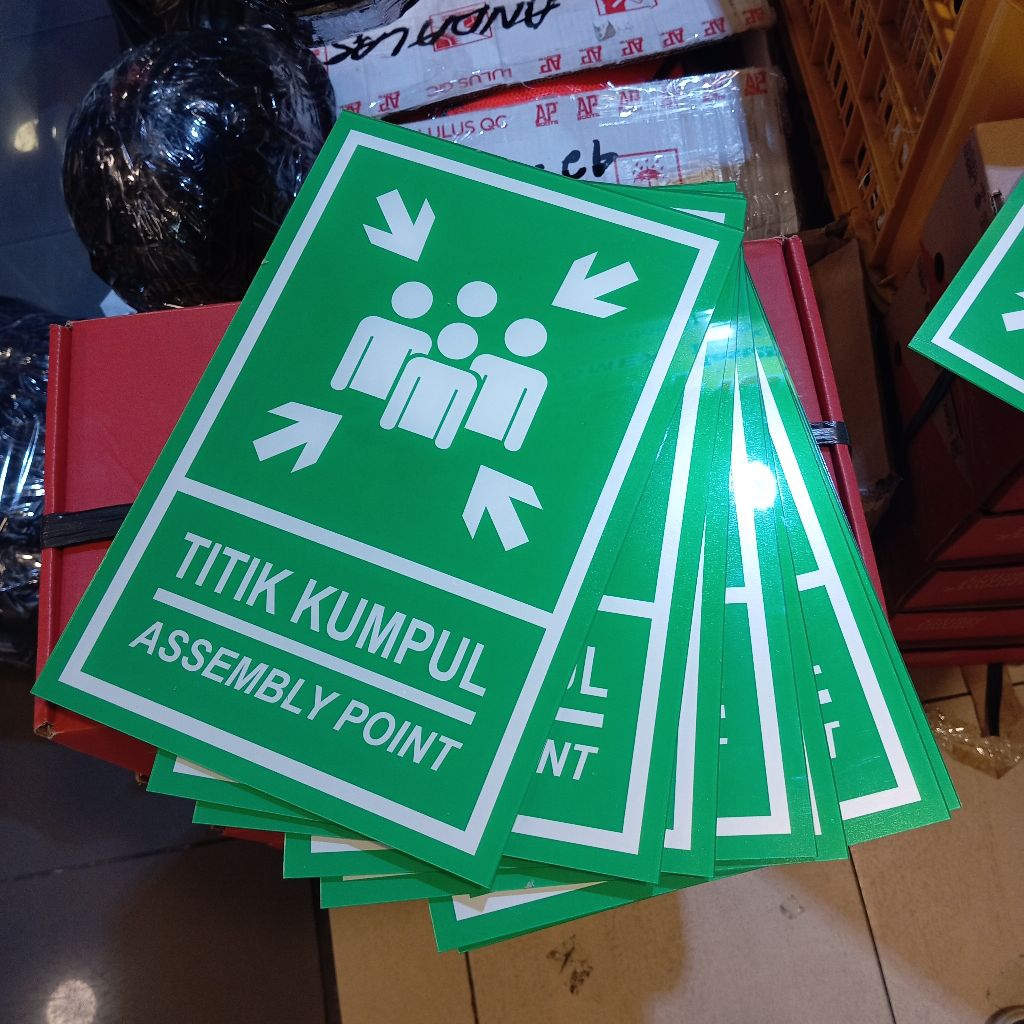 Titik kumpul assembly point akrilik/titik kumpul murah
