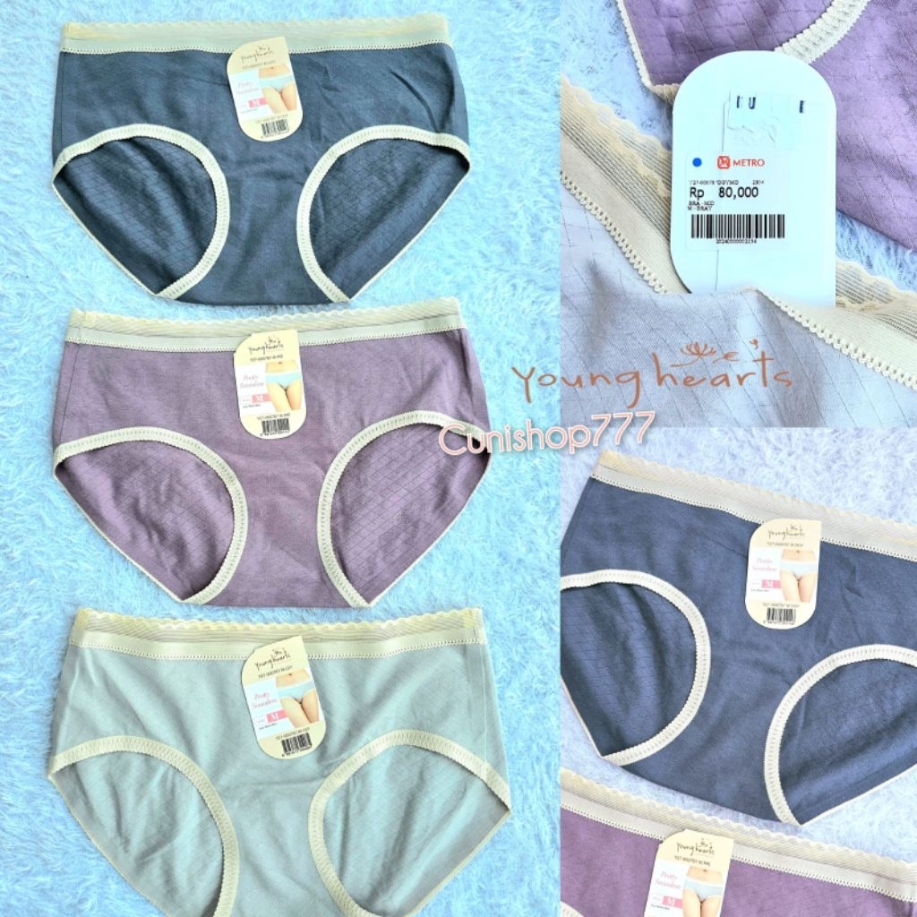PANTY YOUNG HEARTS PRETTY SEAMLESS KATUN LOW WAIST MINI CELANA DALAM WANITA Y27-000787